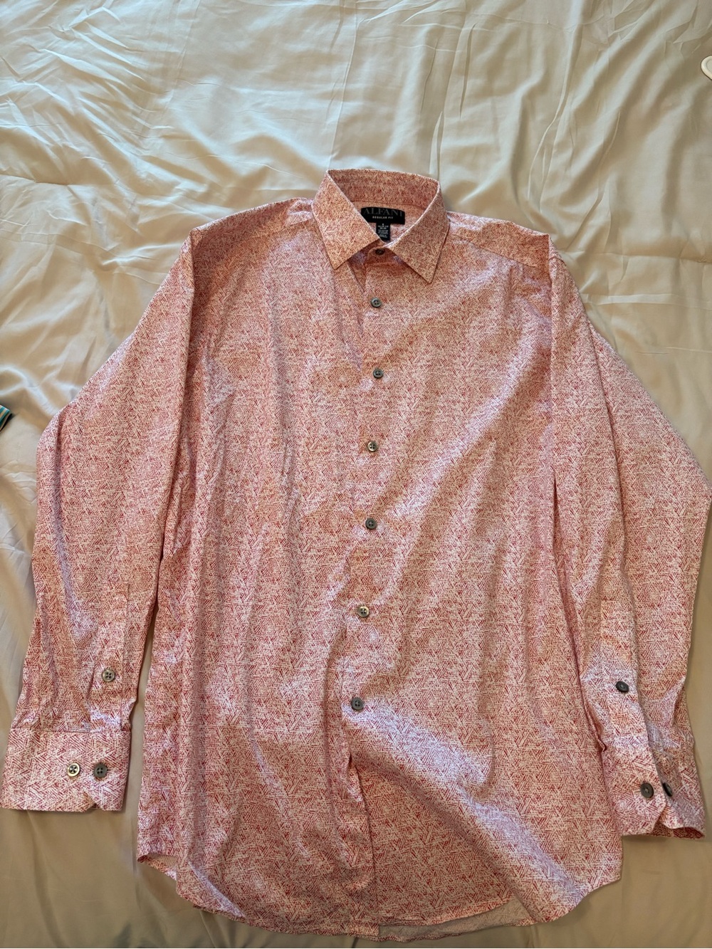Alfani Men's Red Patterned Dress Shirt